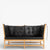 BM 1789 – Reupholstered Spoke back sofa in aniline leather (Black)