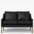 BM 2208 – Reupholstered 2-seater sofa in protected leather (Black)
