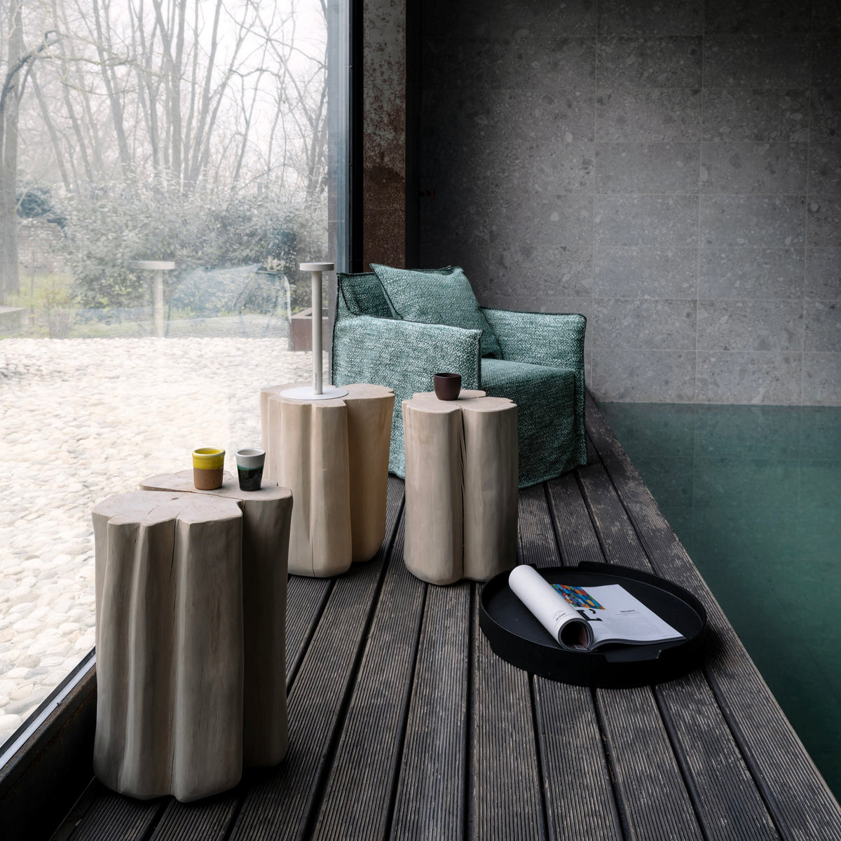 Brick L - Side table in solid beech