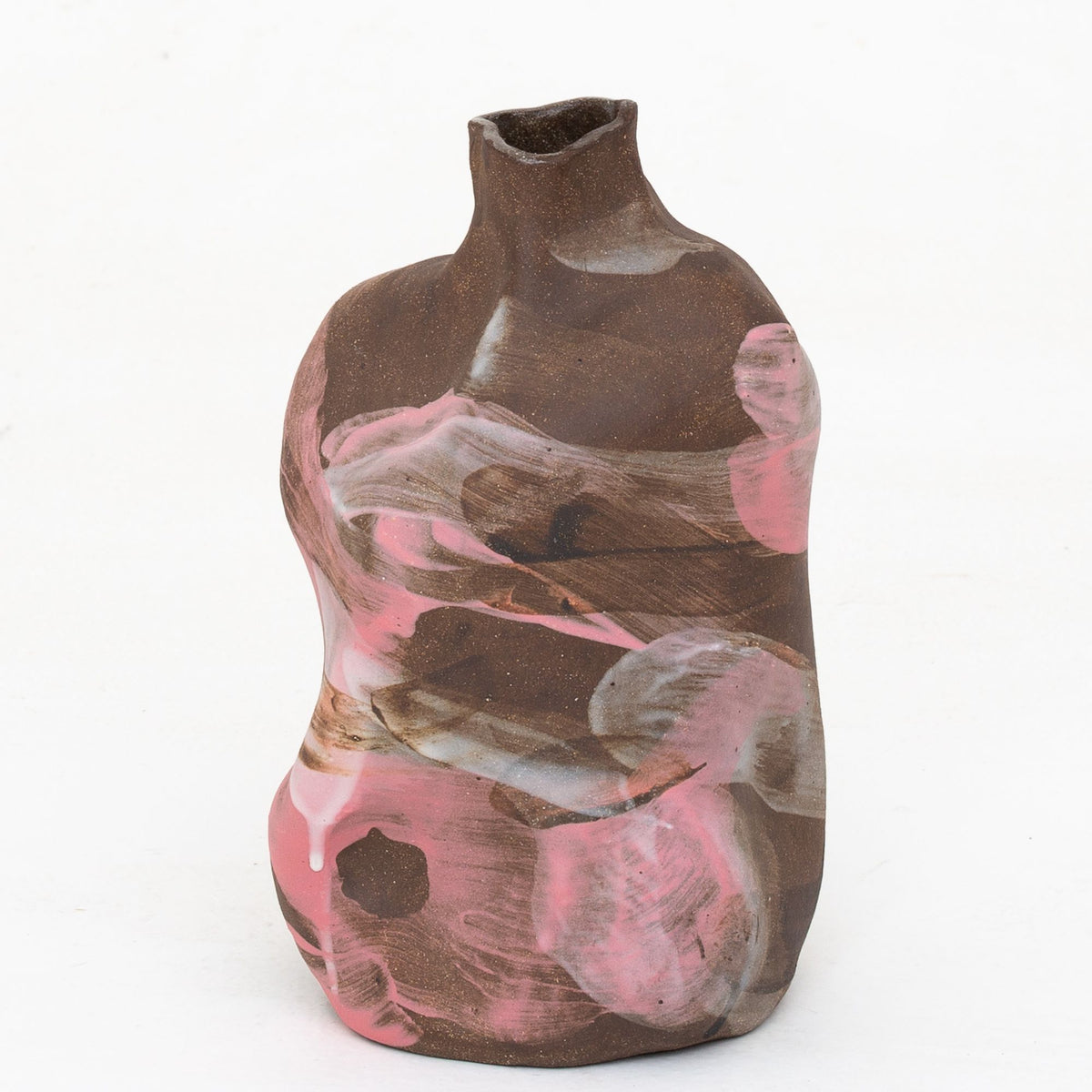 Vase in partially unglazed stoneware